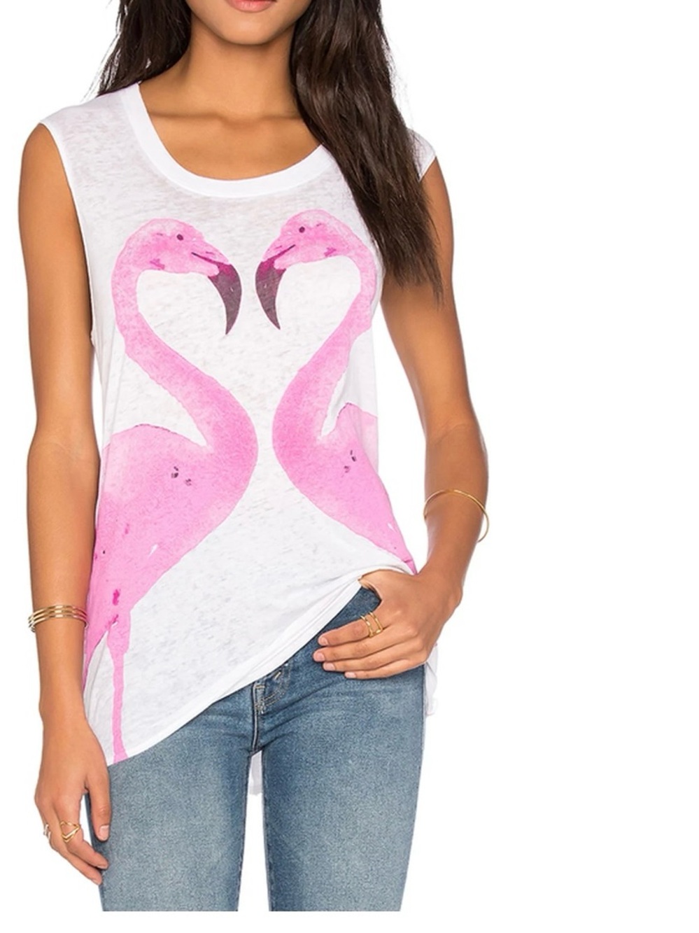 Chaser Pink Flamingo Burnout Tank Top Size M